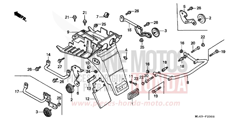 KOTFLUEGEL, HINTEN von CB1300 Super Bold'or ABS GRANITE BLUE METALLIC-U (PB184) von 1988